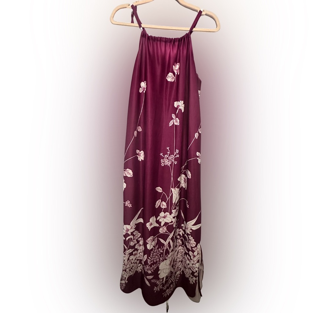EUC Floral Maxi Dress in Burgundy and Cream
